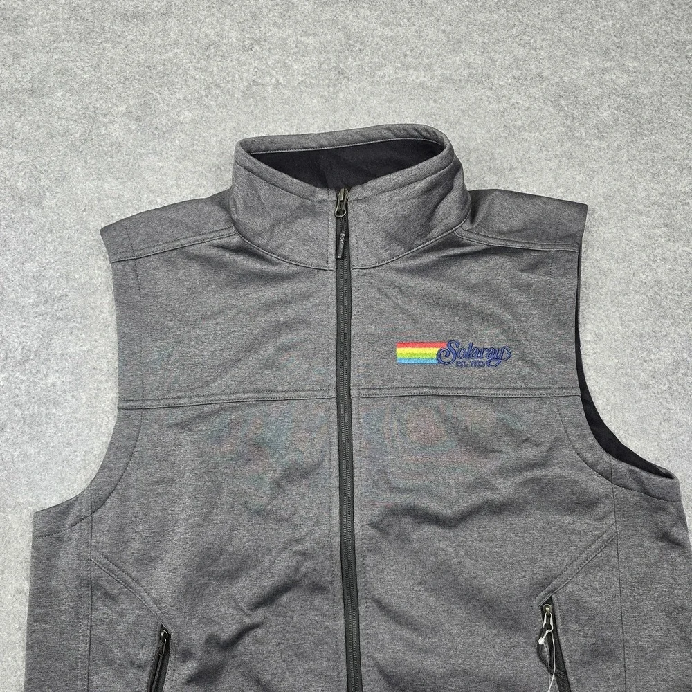 The‎ North Face Vest Mens Medium Gray Ridgewall SS Full Zip Pockets Solaray Logo